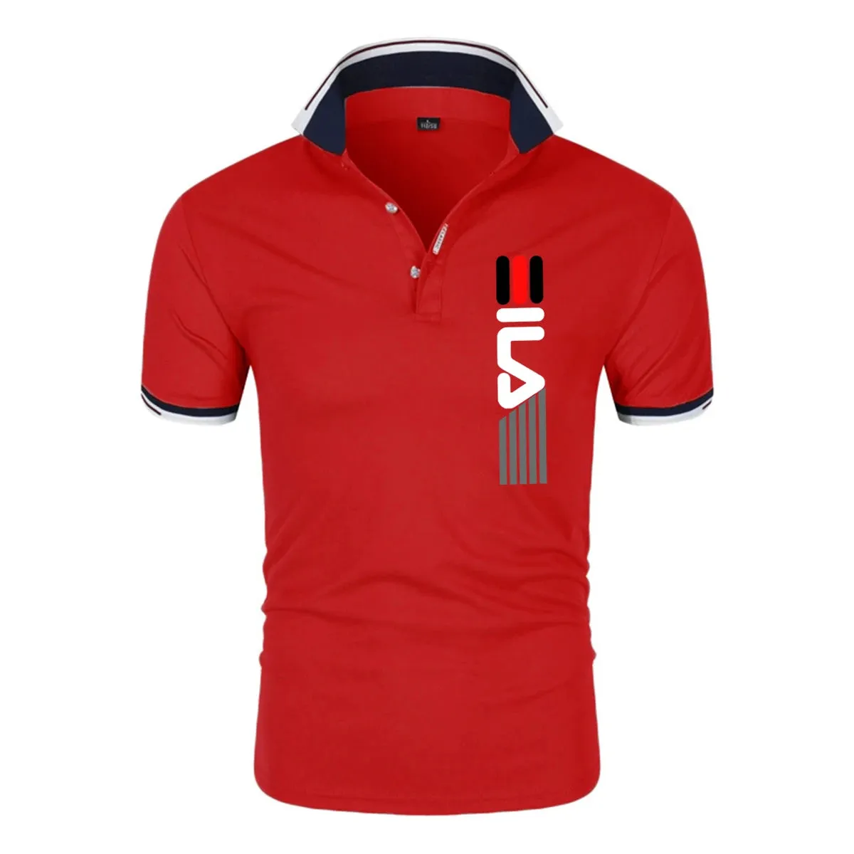 Men's Slim Fit Lapel Embroidered Polo Shirt