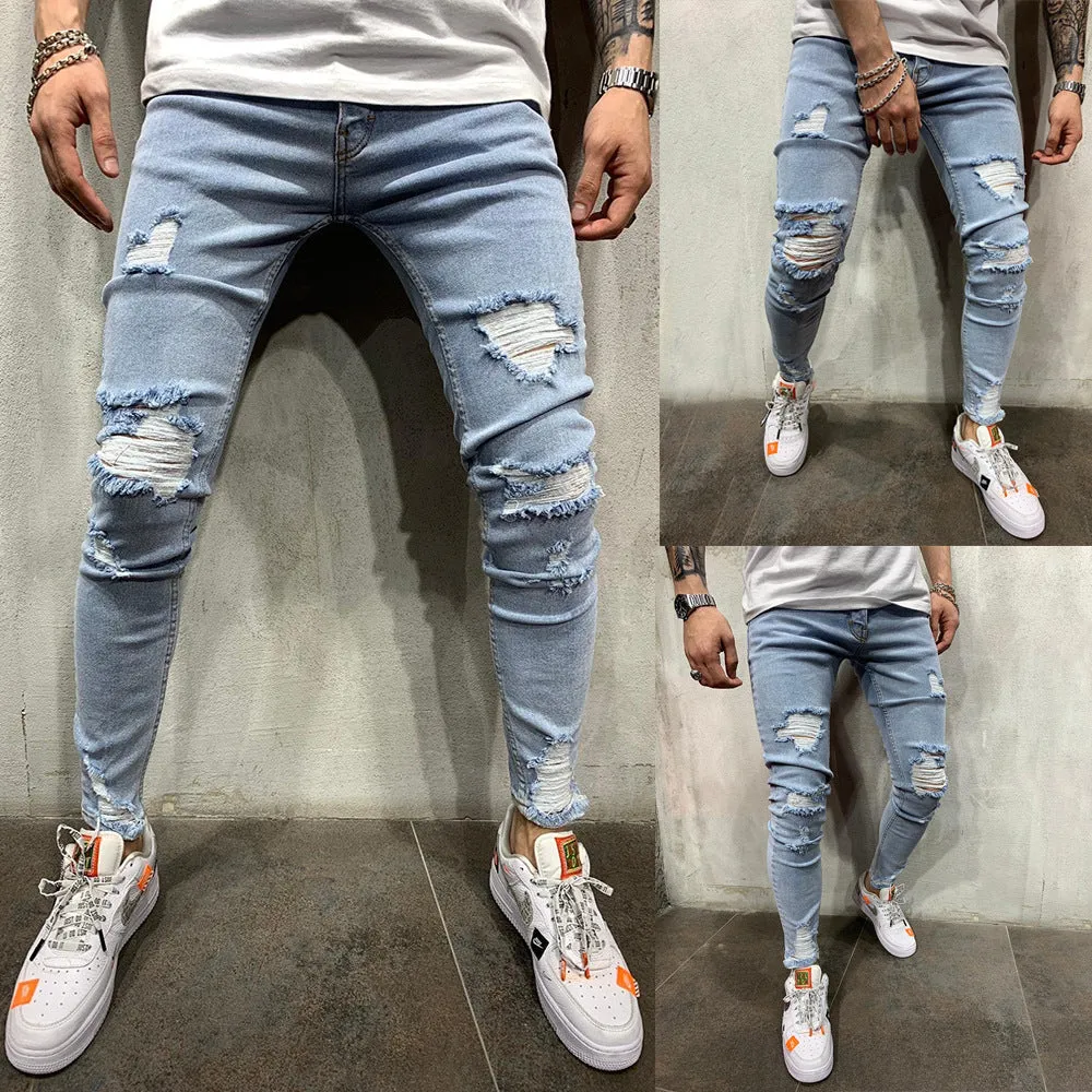 Men's slim-fit ripped jeans
