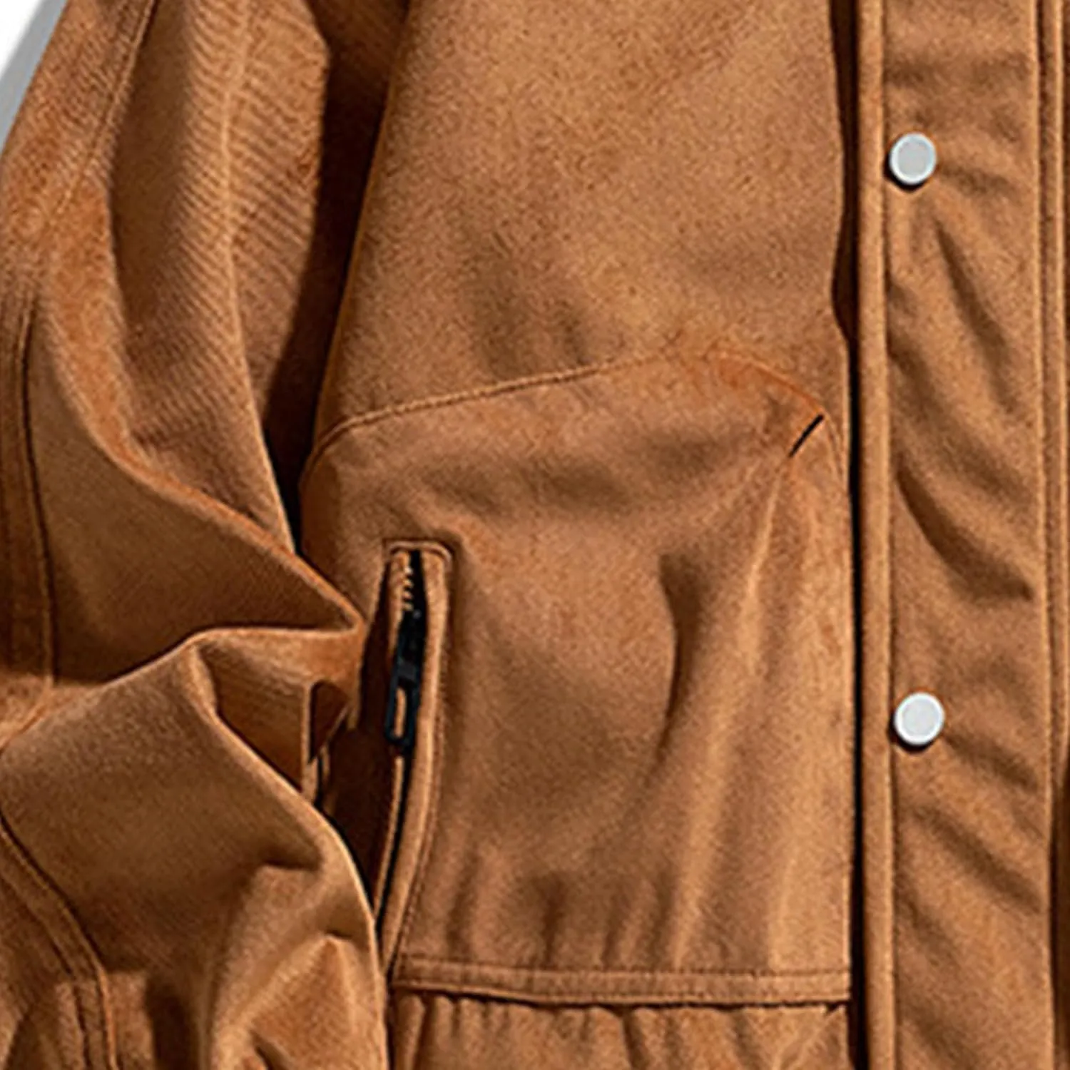 Men's Solid Color Flight Bomber Jacket Stand Collar Cotton Cargo Jacket with Pocket Casual Loose Padded Coats