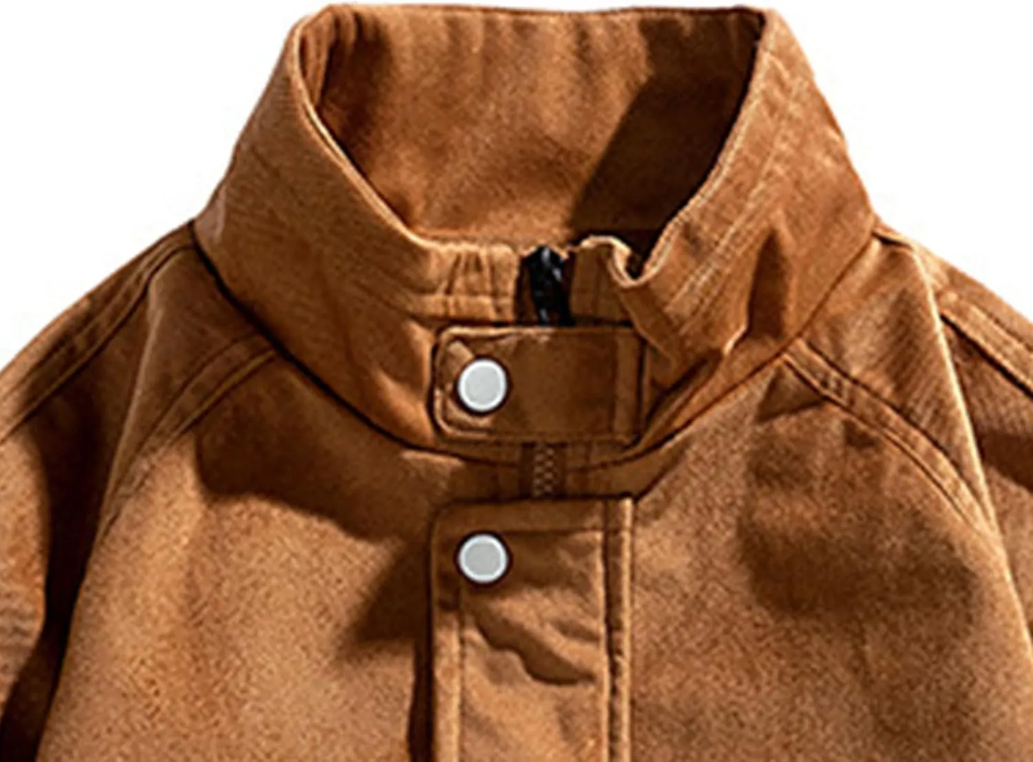 Men's Solid Color Flight Bomber Jacket Stand Collar Cotton Cargo Jacket with Pocket Casual Loose Padded Coats