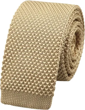 Men's Solid Color Skinny Knit Tie Vintage Smart Formal Cotton Necktie for Groom