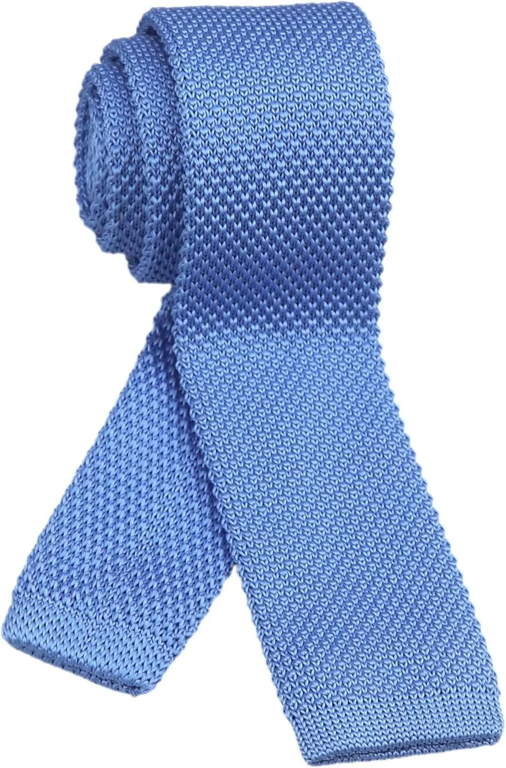Men's Solid Color Textured Knit Skinny Tie Smart Necktie Flat Bottom