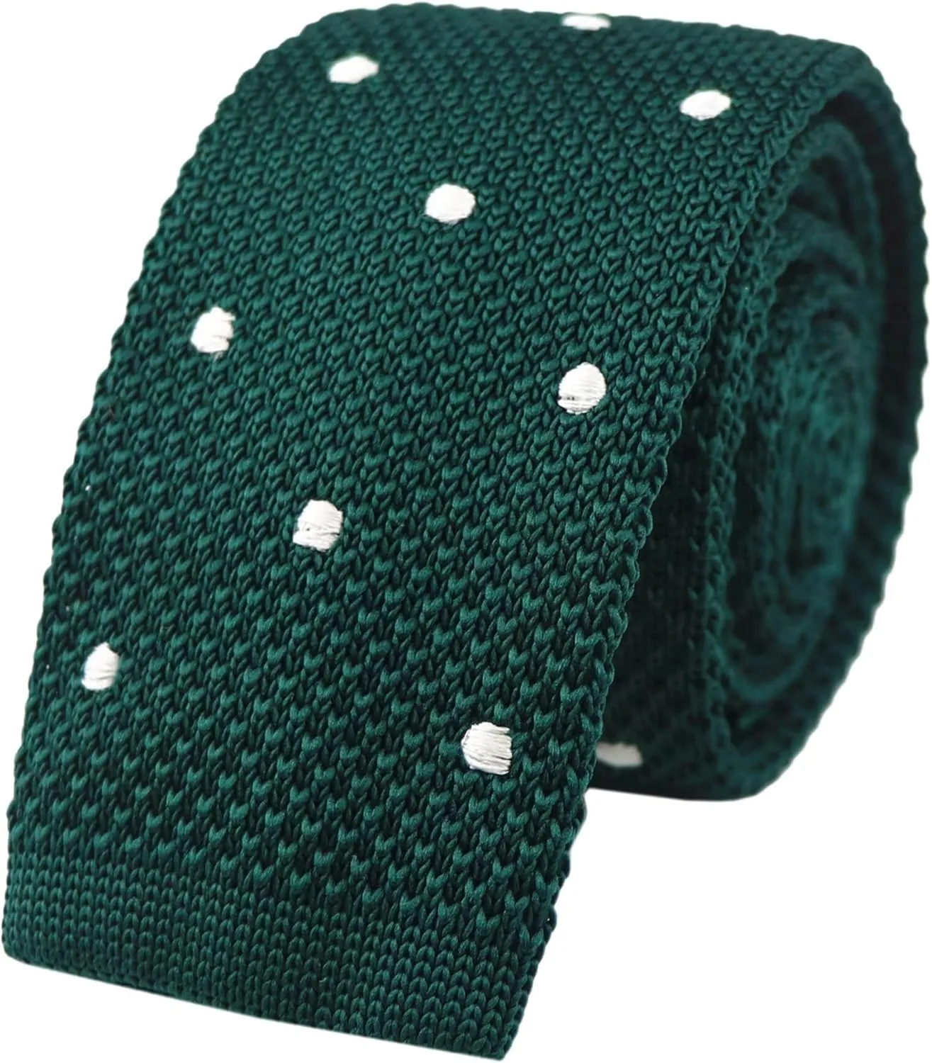 Men's Solid Color Textured Knit Skinny Tie Smart Necktie Flat Bottom