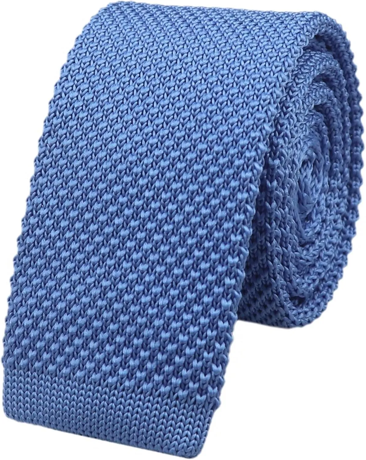 Men's Solid Color Textured Knit Skinny Tie Smart Necktie Flat Bottom