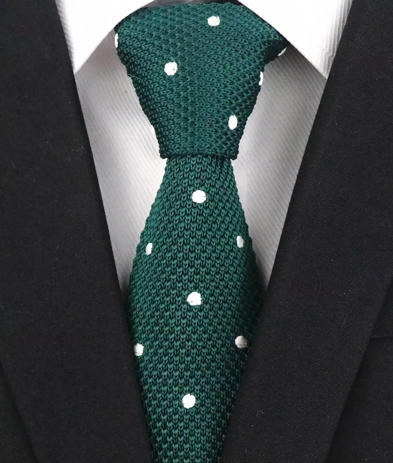 Men's Solid Color Textured Knit Skinny Tie Smart Necktie Flat Bottom