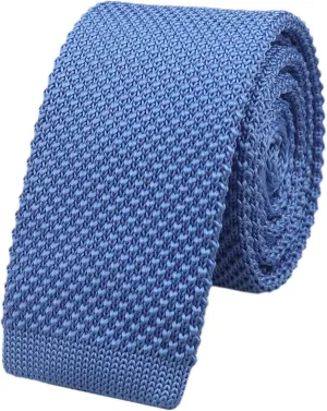 Men's Solid Color Textured Knit Skinny Tie Smart Necktie Flat Bottom