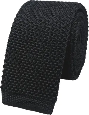 Men's Solid Color Textured Knit Skinny Ties Smart Necktie Square-Cut Finish