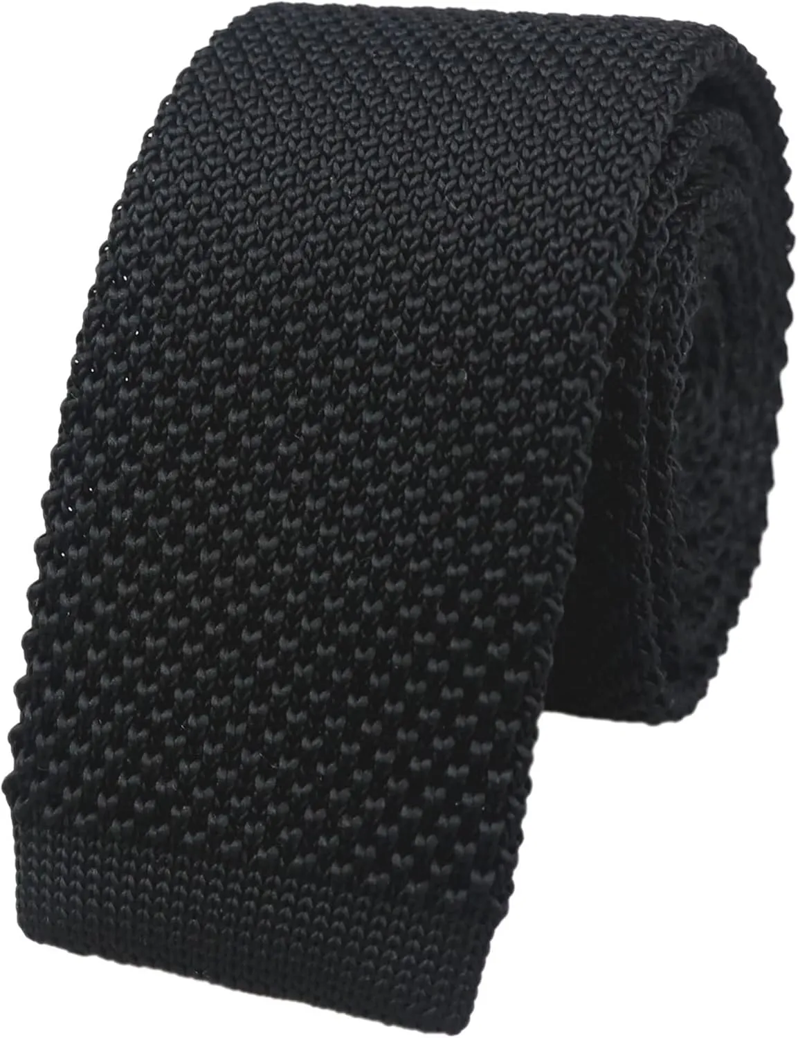 Men's Solid Color Textured Knit Skinny Ties Smart Necktie Square-Cut Finish