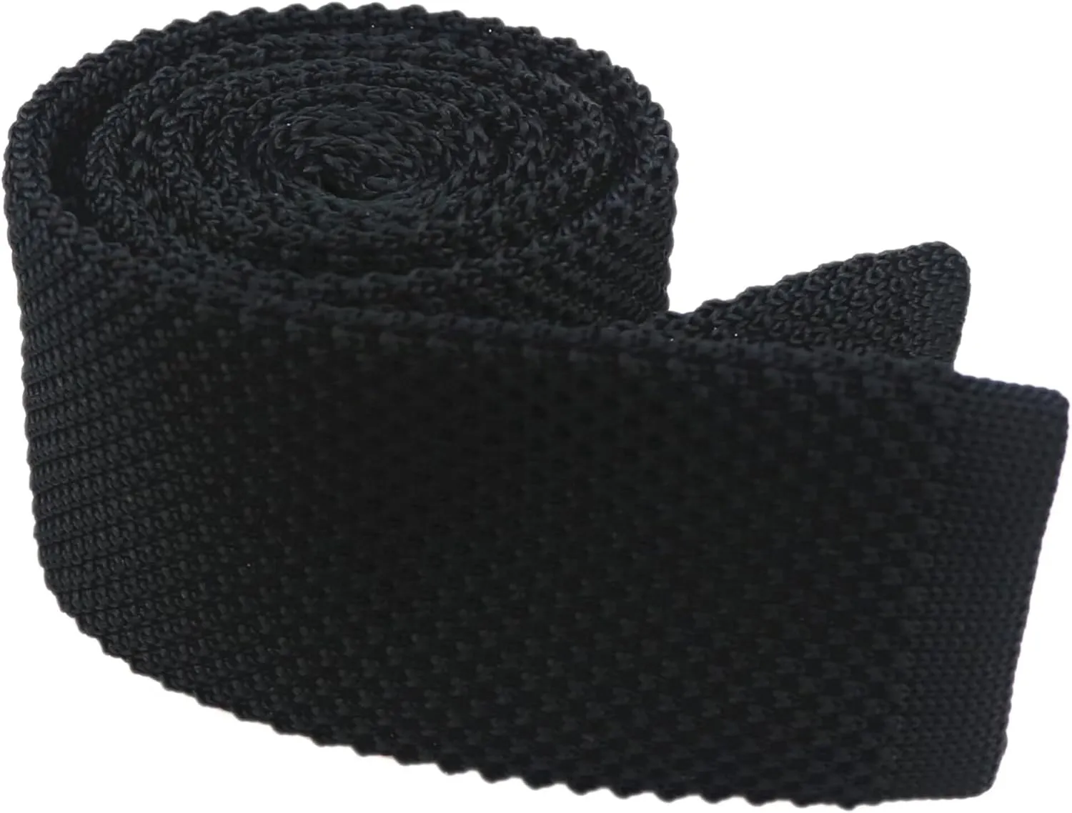 Men's Solid Color Textured Knit Skinny Ties Smart Necktie Square-Cut Finish