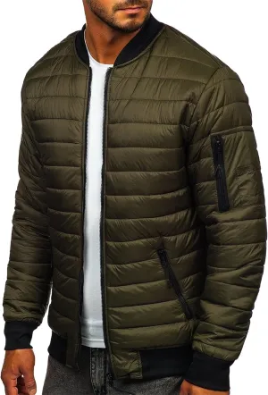 Men's Stand Collar Flight Bomber Jacket Diamond Quilted Lightweight Varsity Jackets Winter Warm Padded Outwear