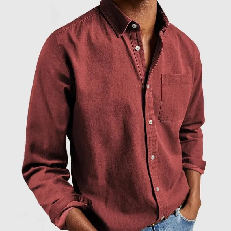 Mens Stand Collar Shirt Button Down Long Sleeve Business Casual Shirts Top Fall Spring Drop Shoulder Blouse