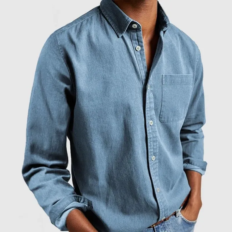 Mens Stand Collar Shirt Button Down Long Sleeve Business Casual Shirts Top Fall Spring Drop Shoulder Blouse