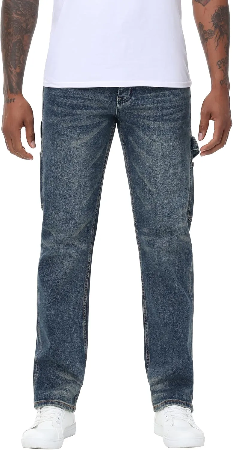 Men's Stretch Regular Fit Straight-Leg Cotton Fashion Comfort Flex Waist Denim Pants Jeans