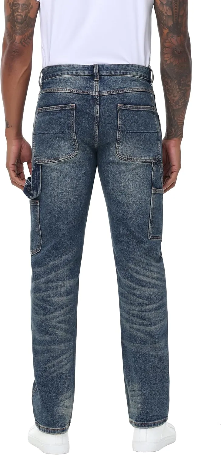 Men's Stretch Regular Fit Straight-Leg Cotton Fashion Comfort Flex Waist Denim Pants Jeans