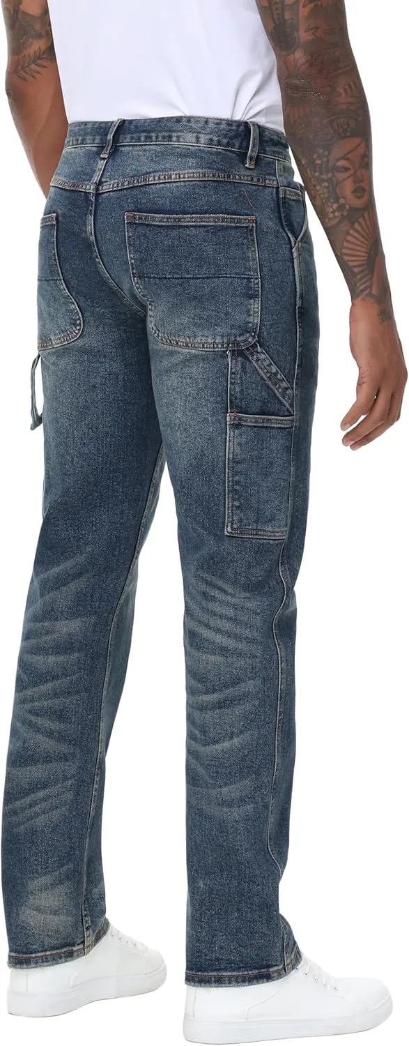 Men's Stretch Regular Fit Straight-Leg Cotton Fashion Comfort Flex Waist Denim Pants Jeans