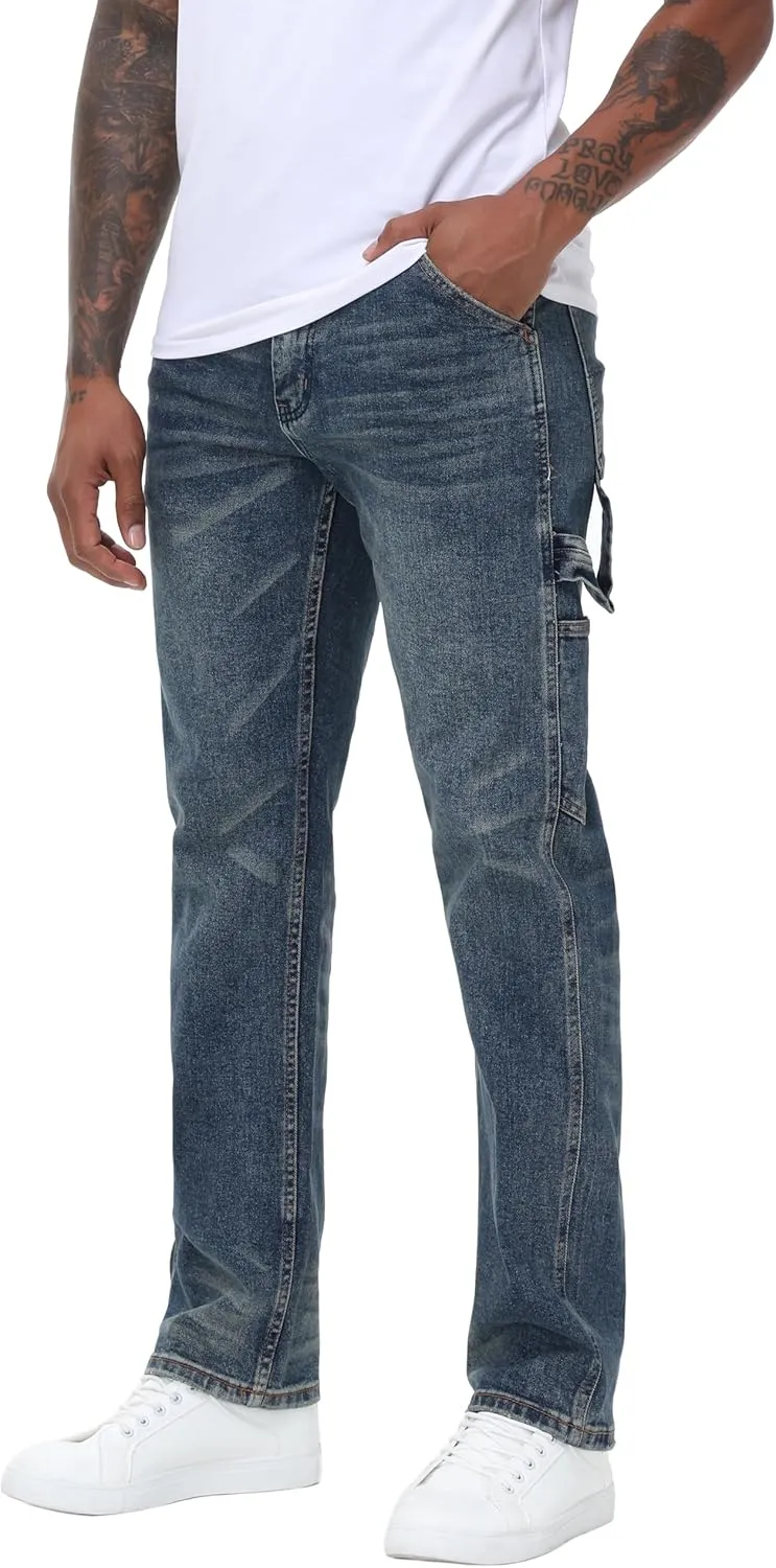 Men's Stretch Regular Fit Straight-Leg Cotton Fashion Comfort Flex Waist Denim Pants Jeans