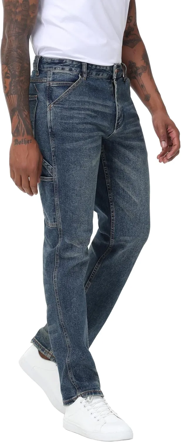 Men's Stretch Regular Fit Straight-Leg Cotton Fashion Comfort Flex Waist Denim Pants Jeans