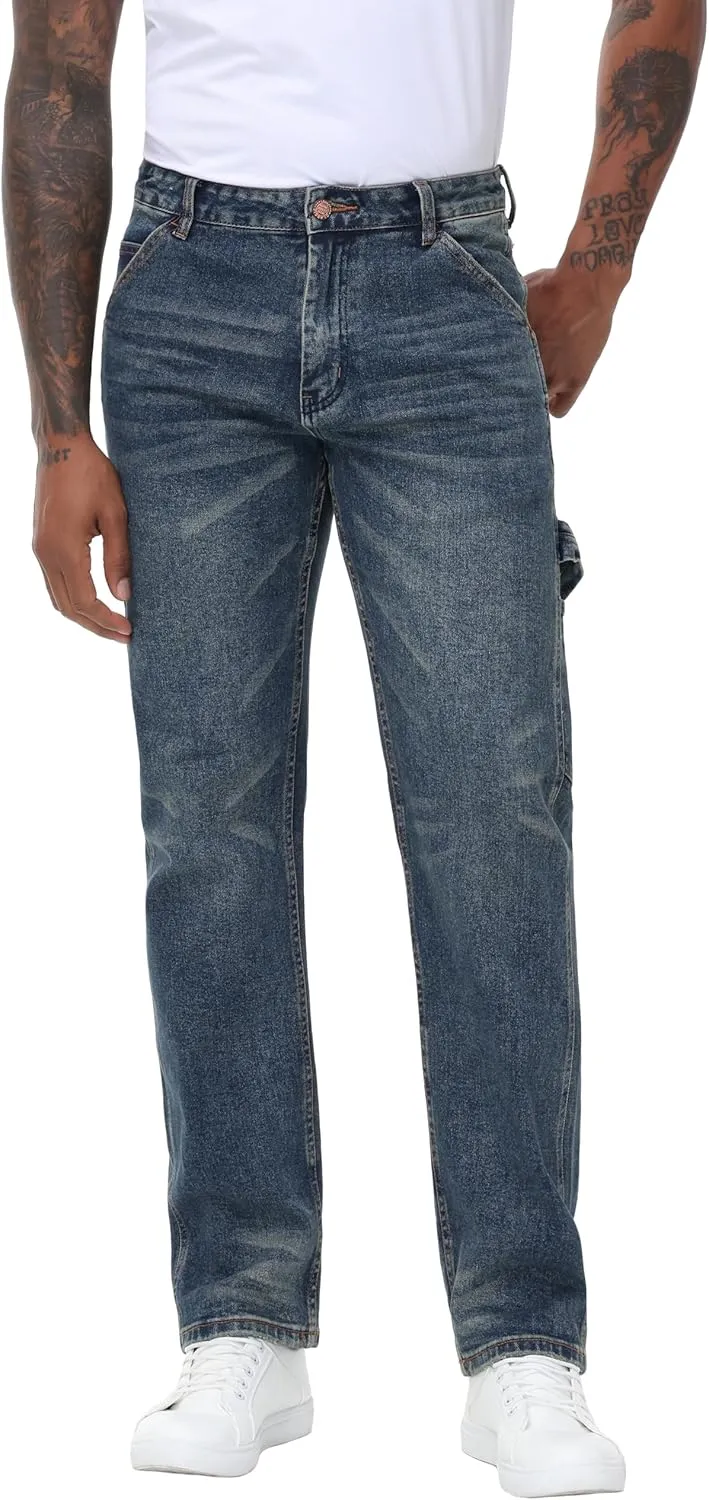 Men's Stretch Regular Fit Straight-Leg Cotton Fashion Comfort Flex Waist Denim Pants Jeans