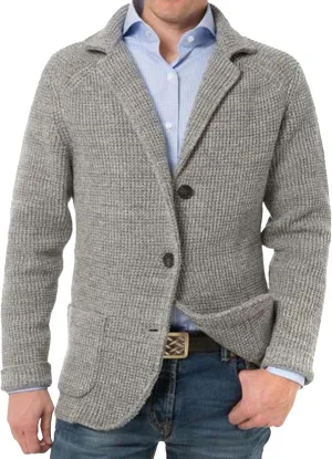 Men's Suit Casual Knitted Jacket Button Lightweight Men Knit Coat Slim Fit Knits Blazer Suit Jackets