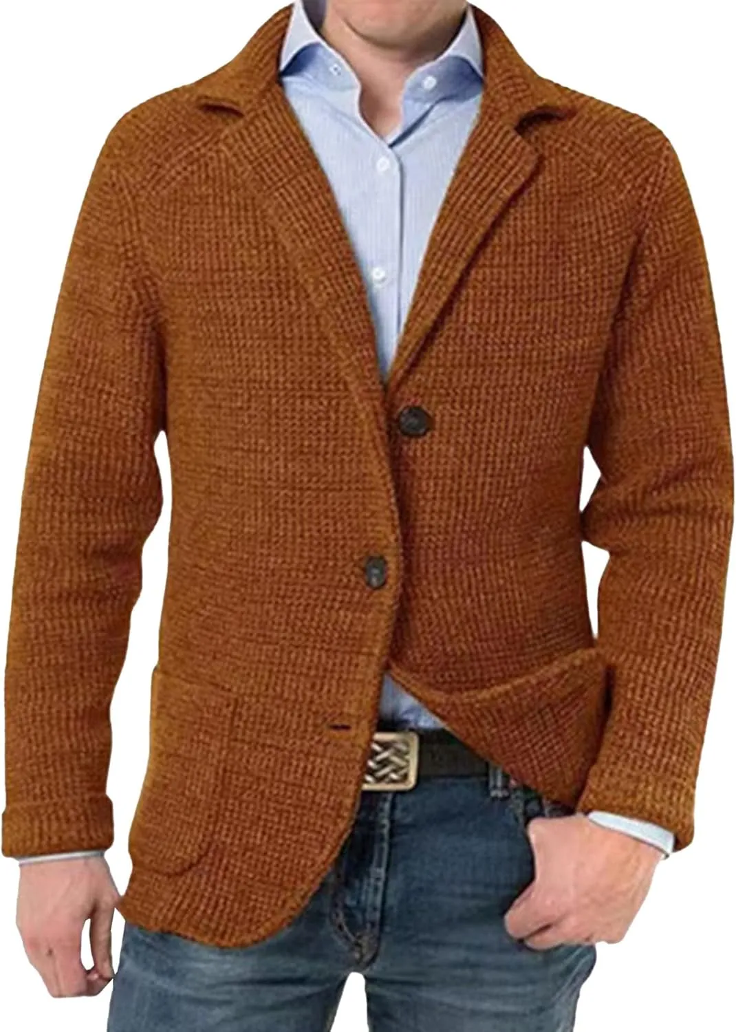 Men's Suit Casual Knitted Jacket Button Lightweight Men Knit Coat Slim Fit Knits Blazer Suit Jackets