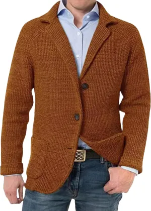 Men's Suit Casual Knitted Jacket Button Lightweight Men Knit Coat Slim Fit Knits Blazer Suit Jackets