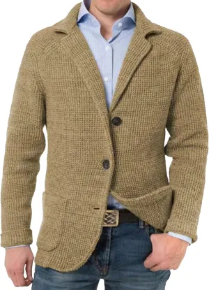 Men's Suit Casual Knitted Jacket Button Lightweight Men Knit Coat Slim Fit Knits Blazer Suit Jackets
