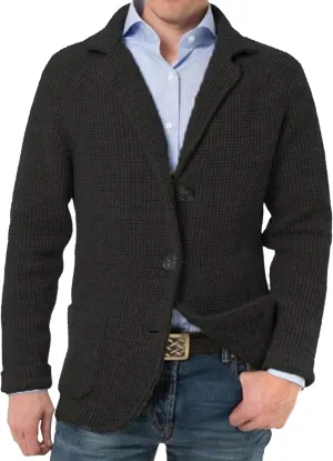 Men's Suit Casual Knitted Jacket Button Lightweight Men Knit Coat Slim Fit Knits Blazer Suit Jackets