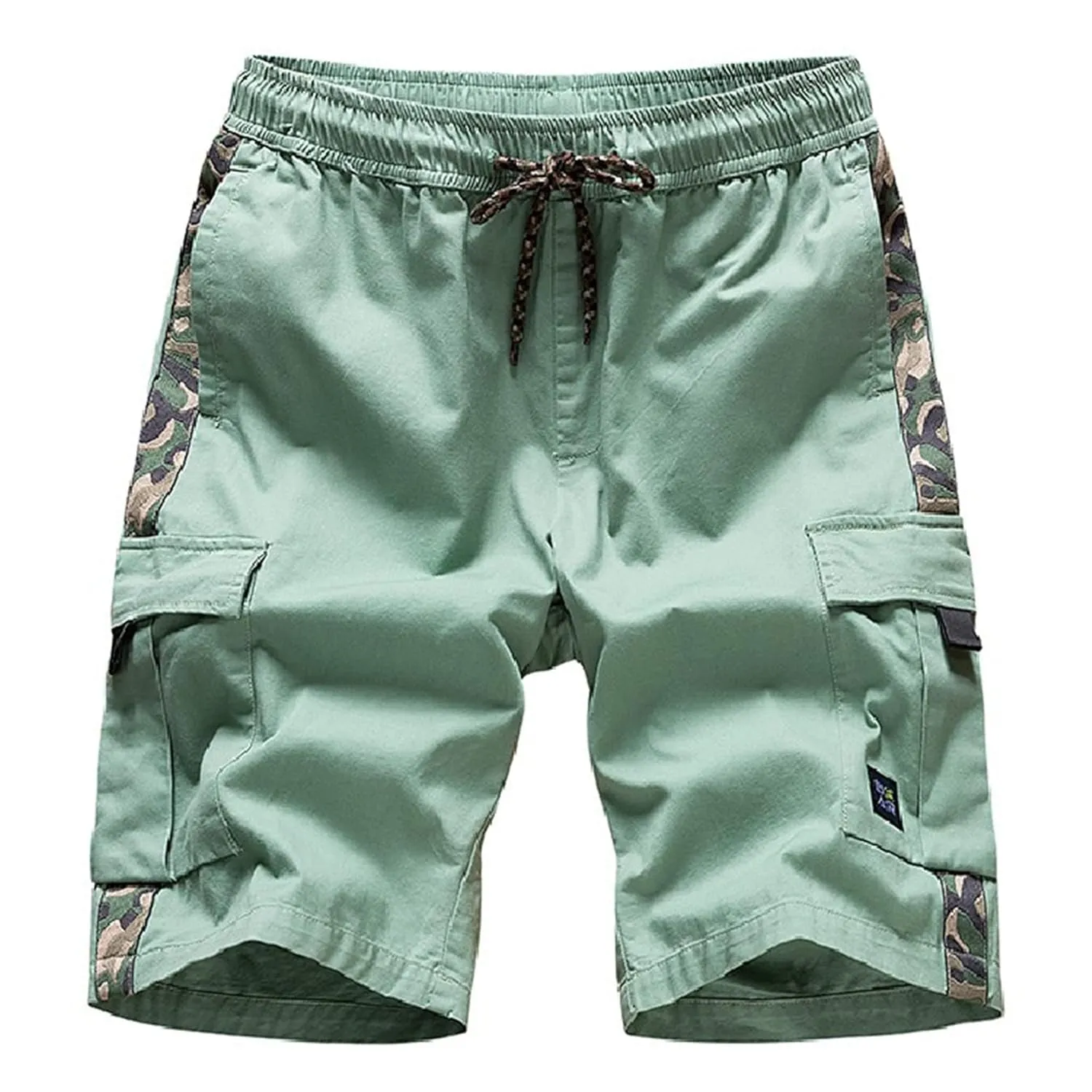 Men's Summer Stretch Cargo Shorts Elastic Waist Relaxed Fit Cotton Shorts Multi-Pockets Casual Lightweight Work Short (36,Light Green)