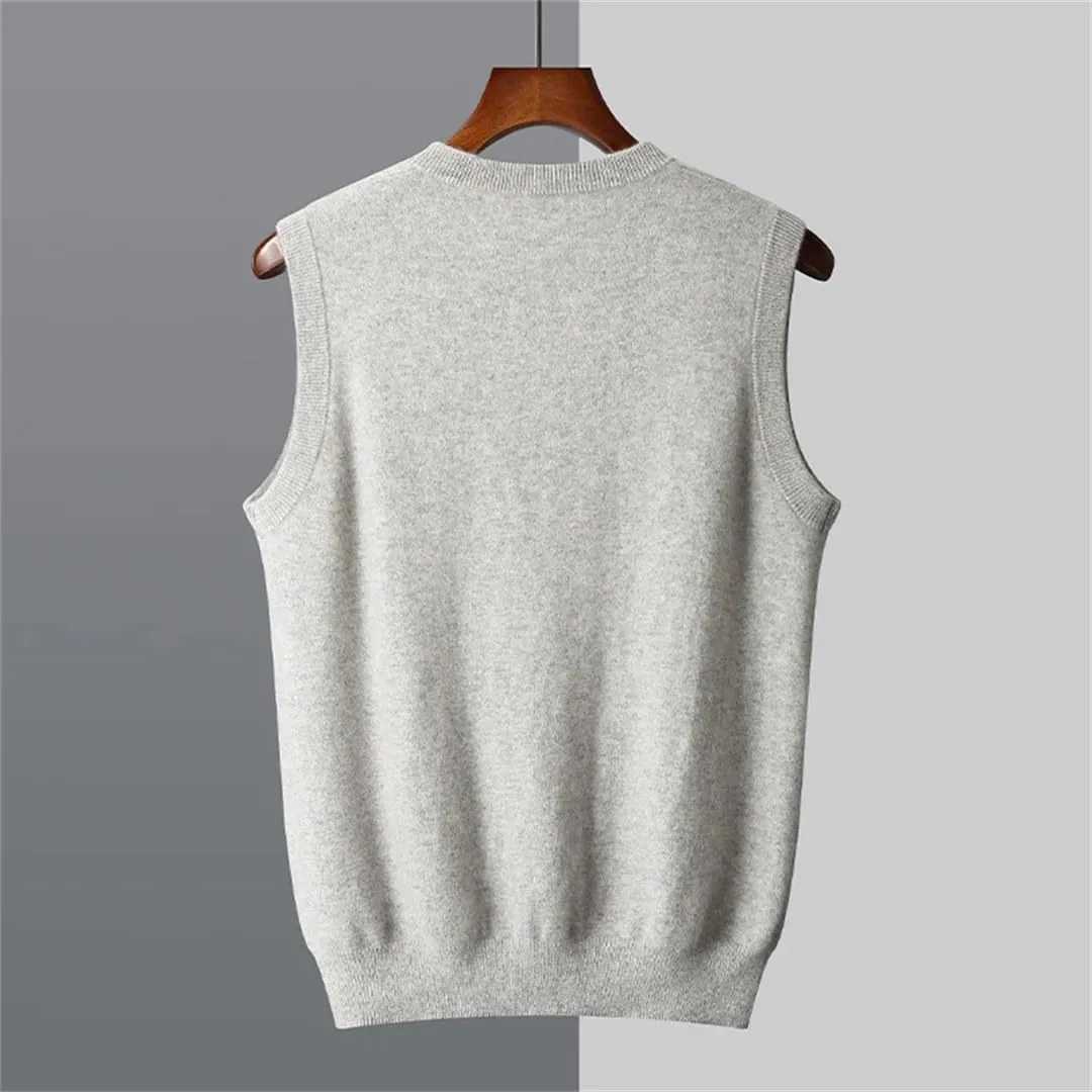 Men's Sweater Vest Merino Wool Spring n V-Neck Knitted Pullover Vest Casual Solid Color Menswear