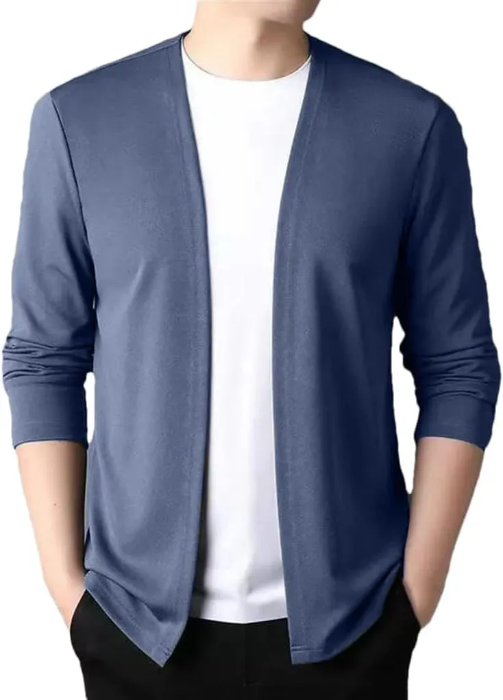 Men's V-Neck Retro Slim Fit Knitted Cardigan Solid Color Casual Slim Fit Business Office Sweater Cardigan