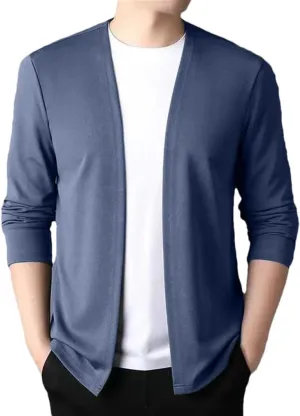 Men's V-Neck Retro Slim Fit Knitted Cardigan Solid Color Casual Slim Fit Business Office Sweater Cardigan