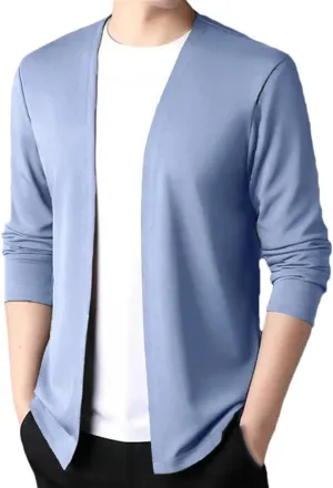 Men's V-Neck Retro Slim Fit Knitted Cardigan Solid Color Casual Slim Fit Business Office Sweater Cardigan