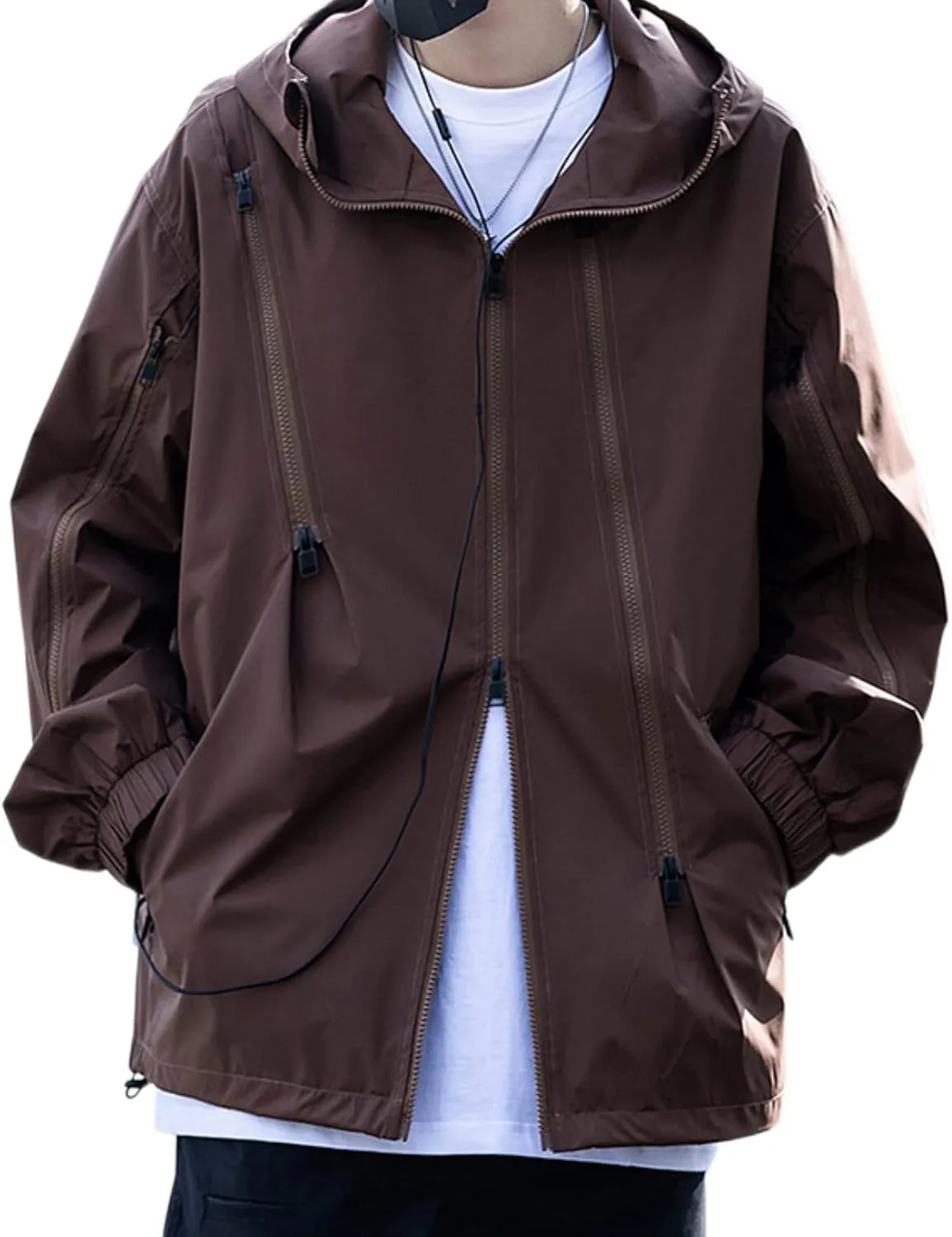 Men'S Waterproof Windproof Lightweight Jacket Outdoor Soft Shell Hooded Tactical Jacket Household Lightweight Raincoat