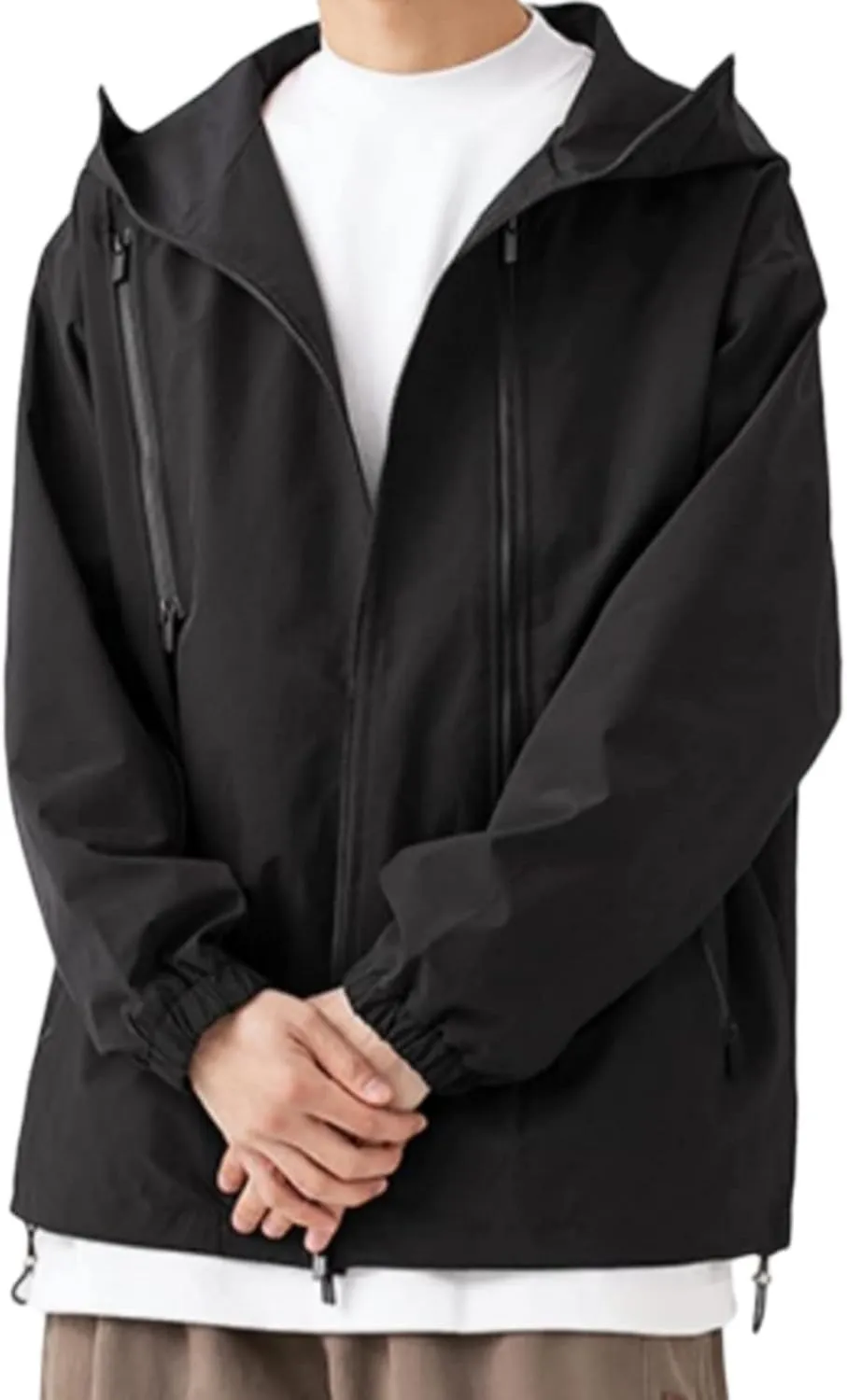 Men'S Waterproof Windproof Lightweight Jacket Outdoor Soft Shell Hooded Tactical Jacket Household Lightweight Raincoat
