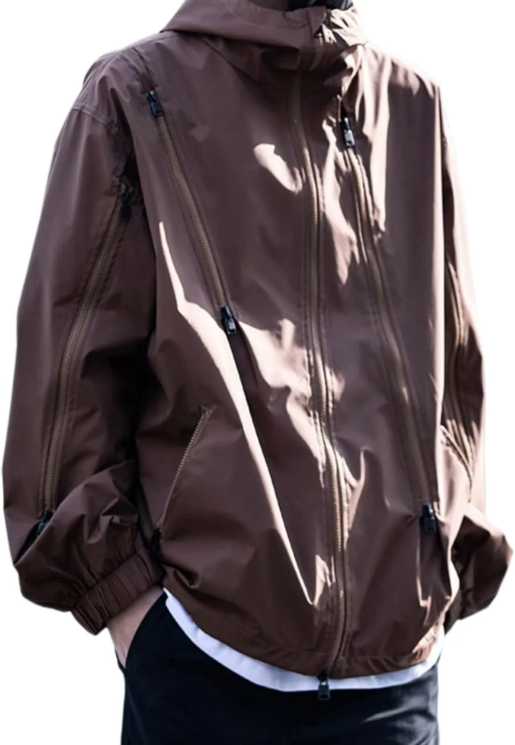 Men'S Waterproof Windproof Lightweight Jacket Outdoor Soft Shell Hooded Tactical Jacket Household Lightweight Raincoat