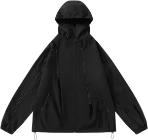 Men'S Waterproof Windproof Lightweight Jacket Outdoor Soft Shell Hooded Tactical Jacket Household Lightweight Raincoat