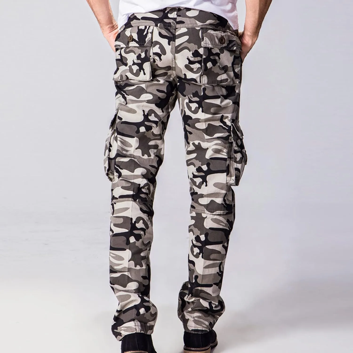 Men's Wild Cargo Pants Straight-Fit Vintage Comfort Stretch Cargo Pant Multi Pocket Military Camo Combat Pants