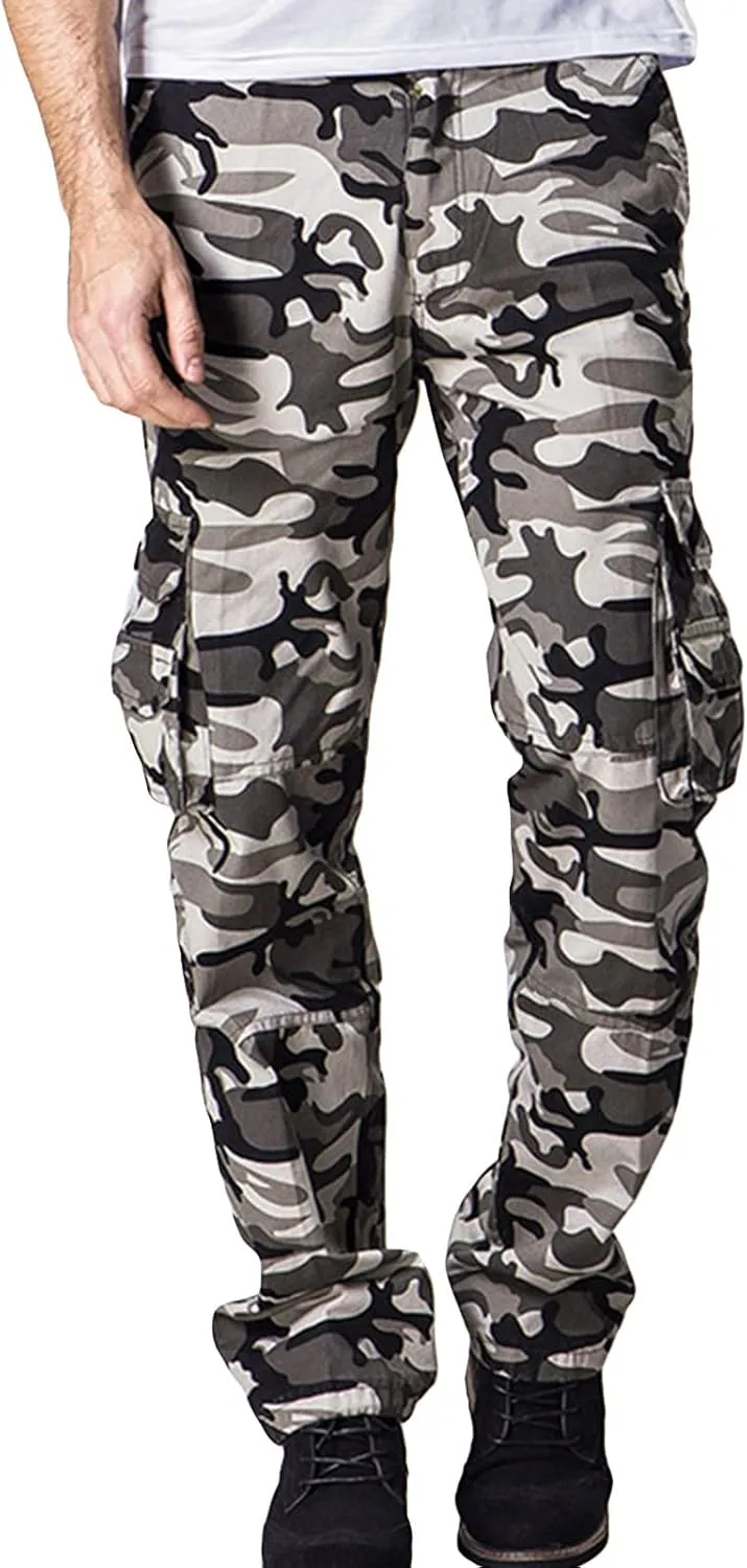 Men's Wild Cargo Pants Straight-Fit Vintage Comfort Stretch Cargo Pant Multi Pocket Military Camo Combat Pants
