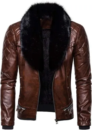 Mens Windbreaker Jackets Lightweight Fashion Autumn Winter Warm Casual Leather Zipper Long Sleeve Jacket Coat Top