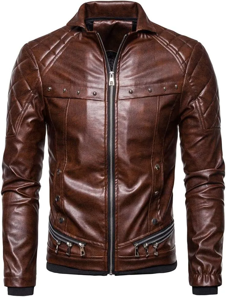 Mens Windbreaker Jackets Lightweight Fashion Autumn Winter Warm Casual Leather Zipper Long Sleeve Jacket Coat Top