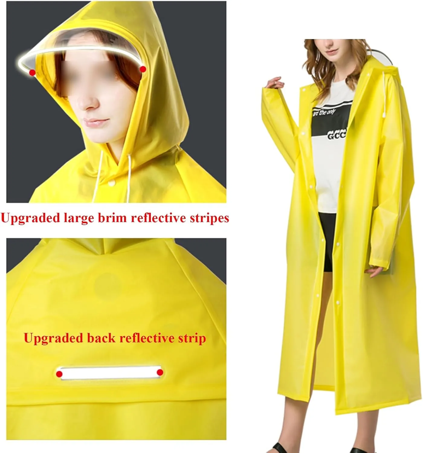Men's Women Rain Jacket with Hood, Lightweight Long Raincoat, Waterproof Lightweight Active Long Raincoat
