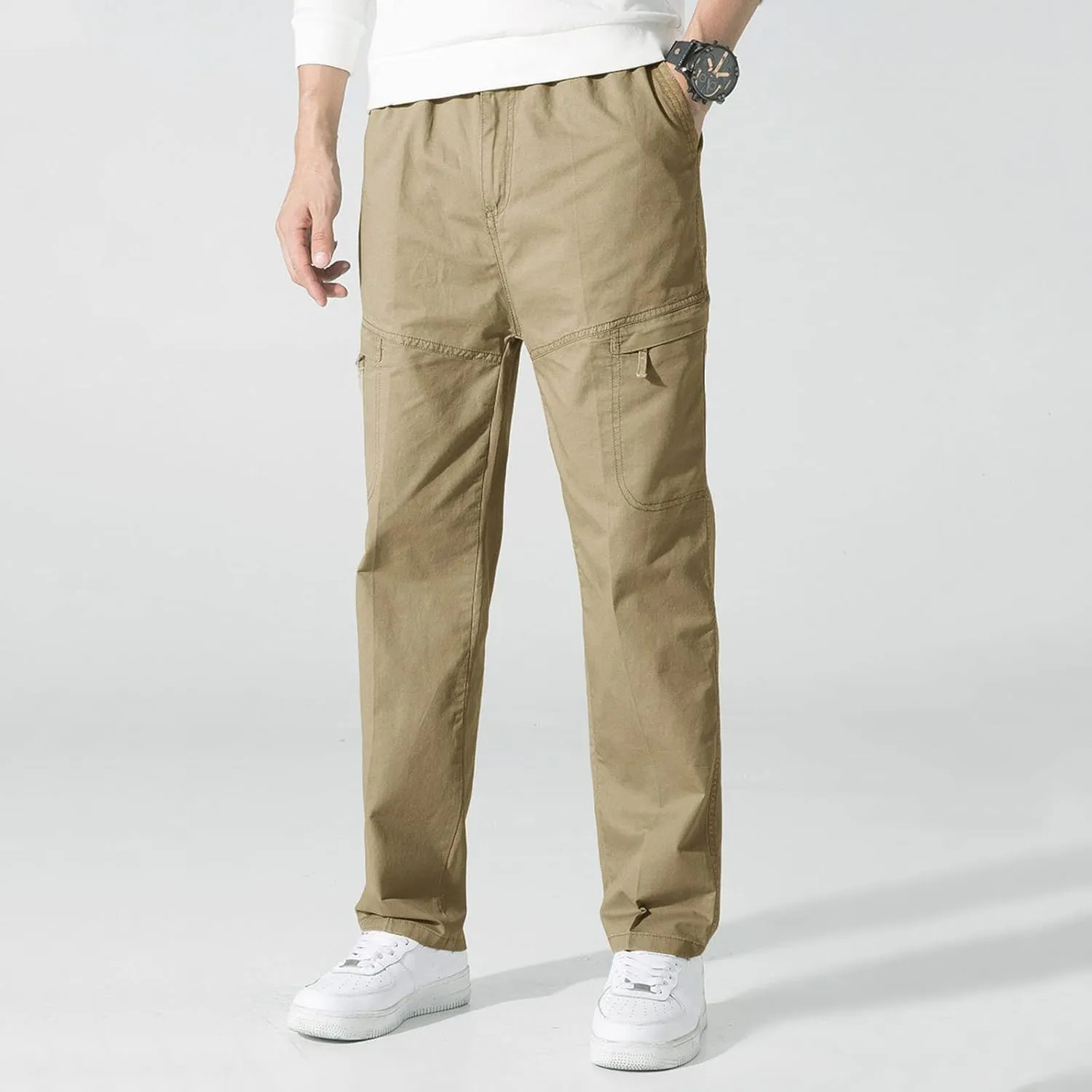 Mens Workout Cargo Sweatpants Trousers Long Cargo Pants for Men Cargo Trousers Work Wear Combat Safety Cargo 6 Pocket