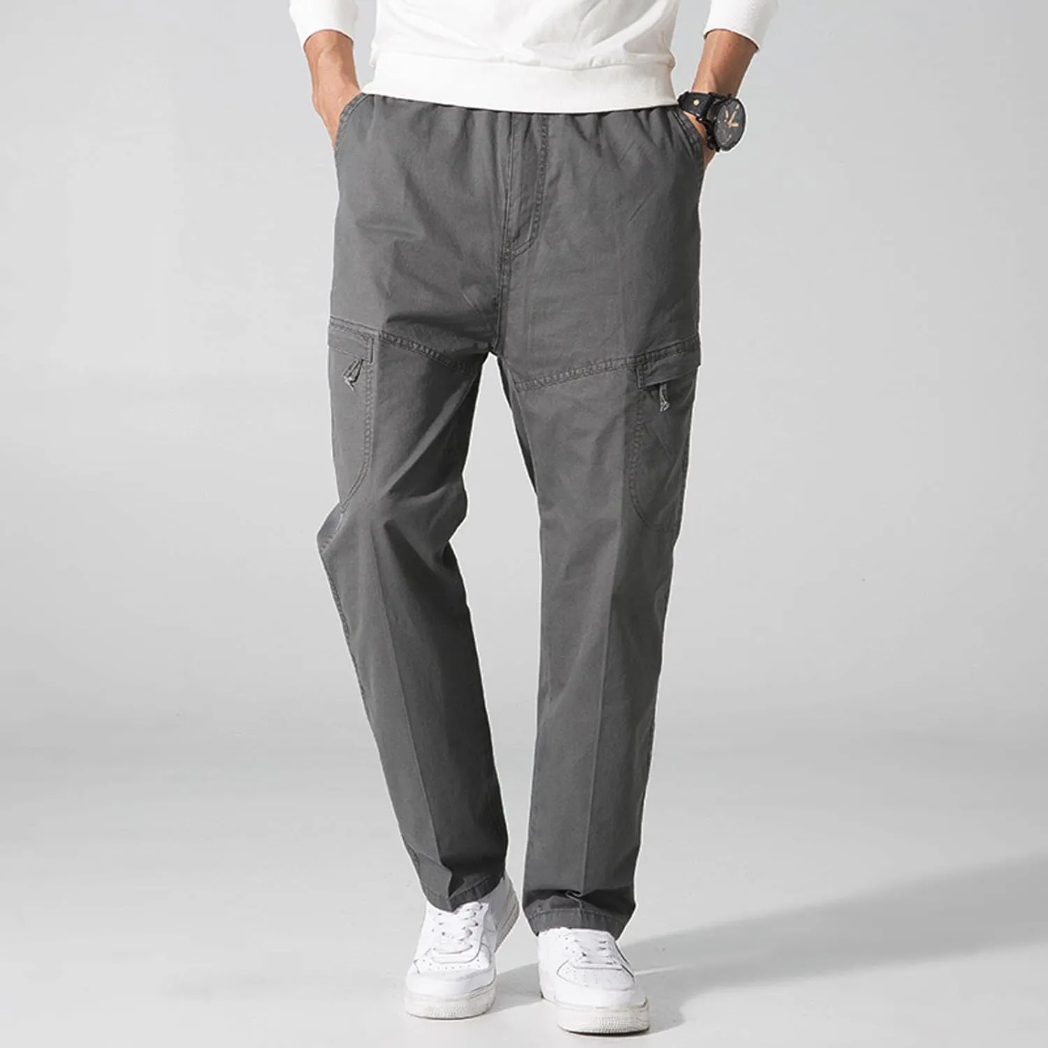Mens Workout Cargo Sweatpants Trousers Long Cargo Pants for Men Cargo Trousers Work Wear Combat Safety Cargo 6 Pocket