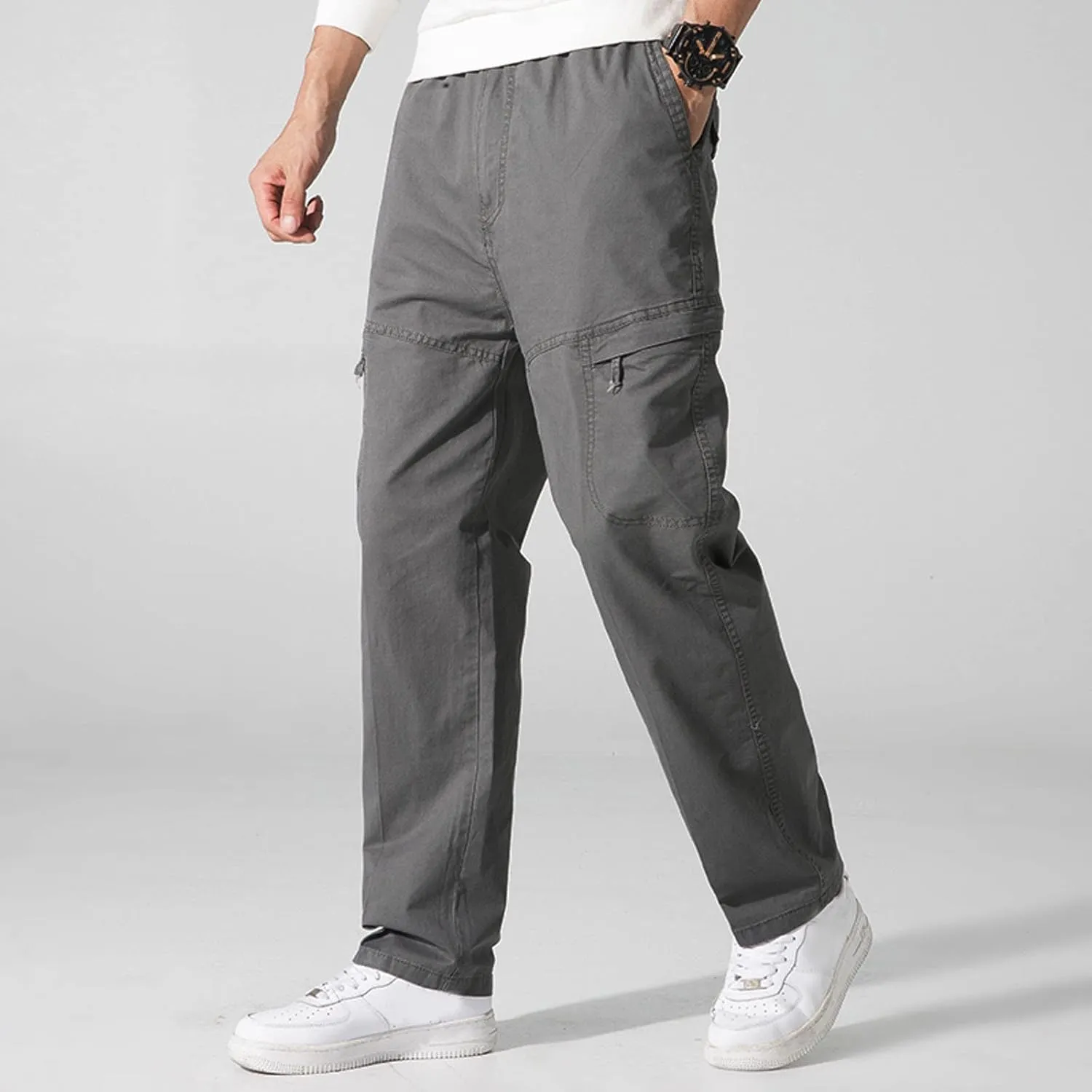 Mens Workout Cargo Sweatpants Trousers Long Cargo Pants for Men Cargo Trousers Work Wear Combat Safety Cargo 6 Pocket