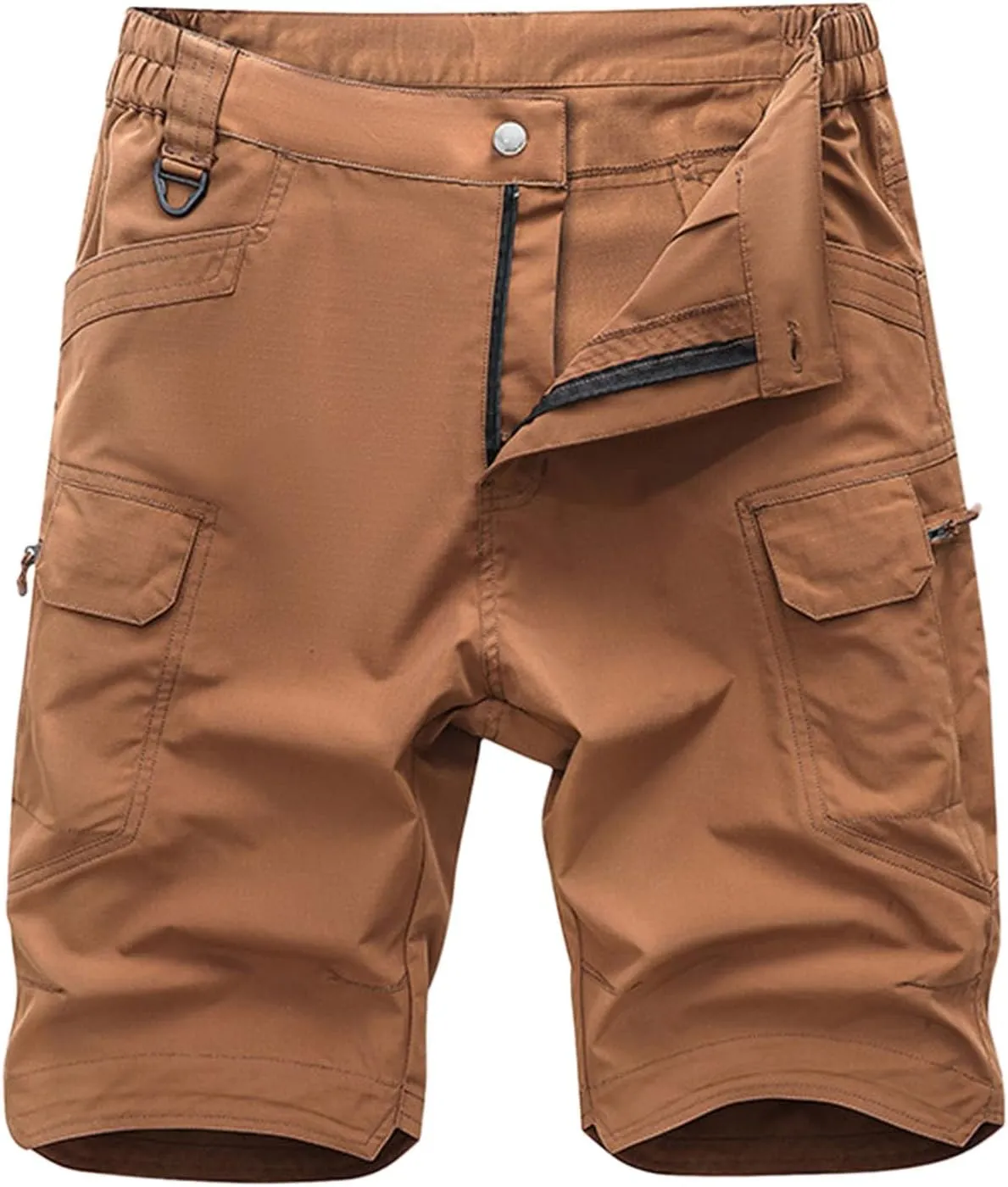 Men's Workout Gym Shorts Lightweight Stretch Breathable Summer Cargo Shorts with Zip Pocket Elastic Waist Work Short