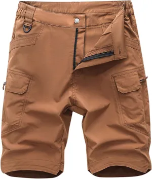 Men's Workout Gym Shorts Lightweight Stretch Breathable Summer Cargo Shorts with Zip Pocket Elastic Waist Work Short