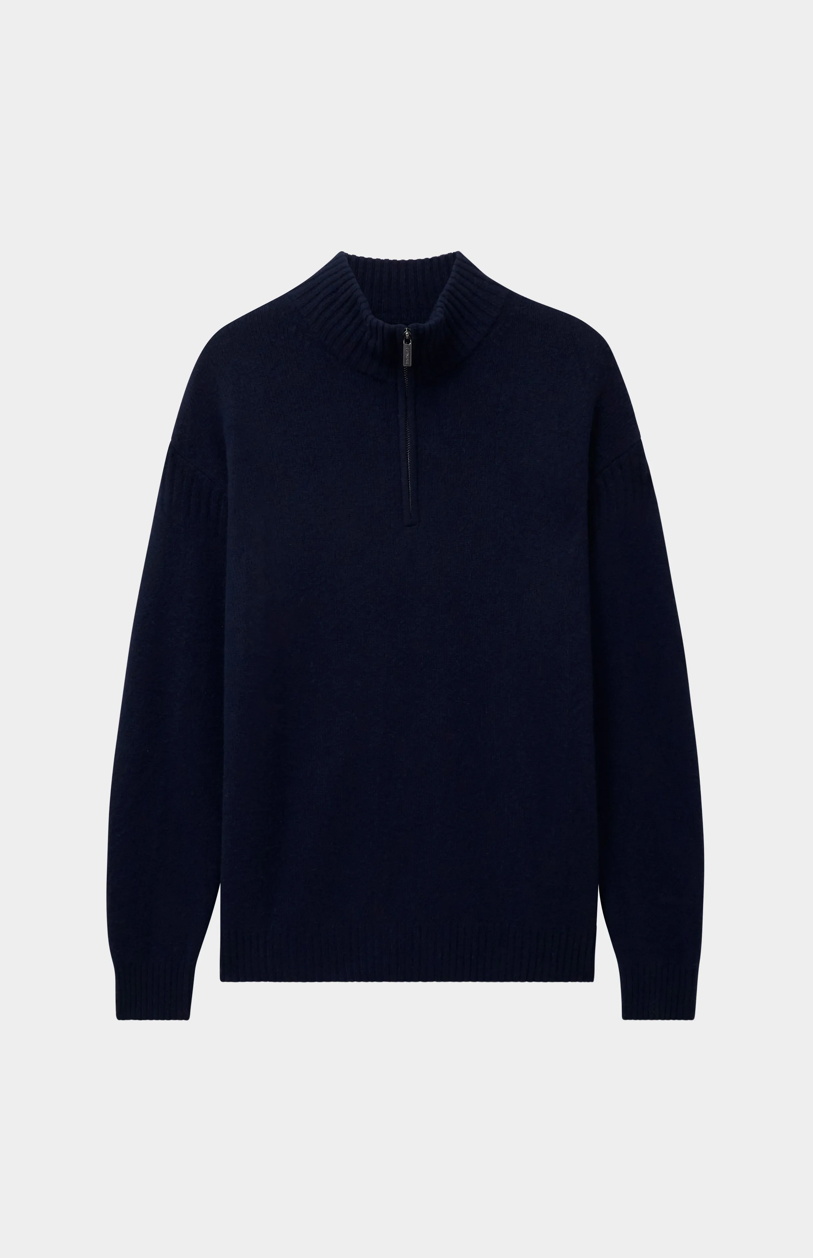 Men's Zip Neck Cashmere Jumper In Navy Melange