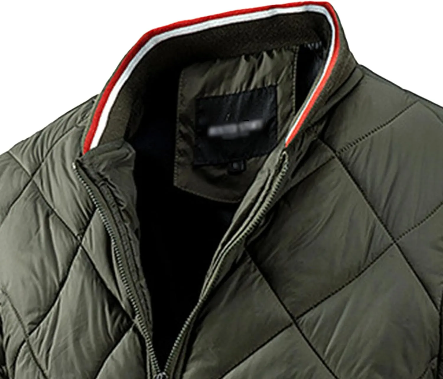 Men's Zip Up Diamond Bomber Jackets Lightweight Casual Cotton Quilted Jacket Warm Padded Coat with Zipper Pocket