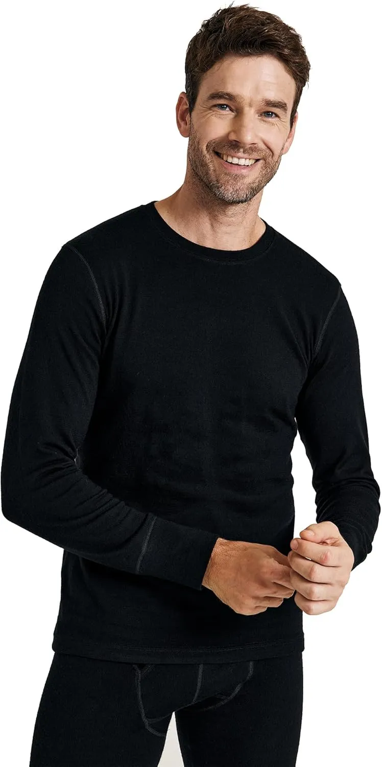 METARINO Men's 100% Merino Wool Base Layer Shirt Long Sleeve Thermal Underwear for Hiking Travel Skiing