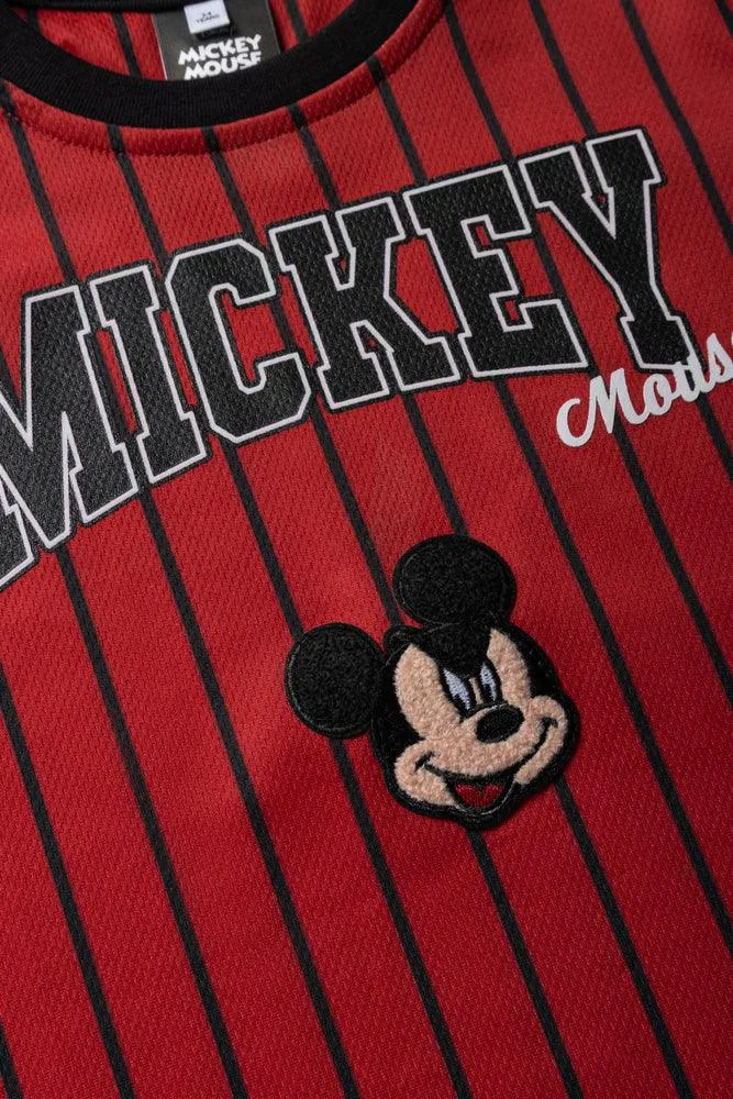 Mickey Mouse Mesh Short Sleeve T-Shirt Red